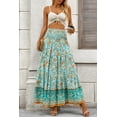 thumbnail image 6 of SOMER Skirts for Women Maxi Skirts Bohemian Flowy High Waist A Line Skirts Summer Pleated Floral Green Apricot L, 6 of 8