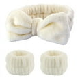 thumbnail image 5 of Zhuge Juego de 3 piezas de diademas de spa, muñequeras, puños para lavarse la cara para evitar derrames de líquidos, cintas para el cabello, muñequeras de toalla para mujeres (rosa coreano), 5 of 5