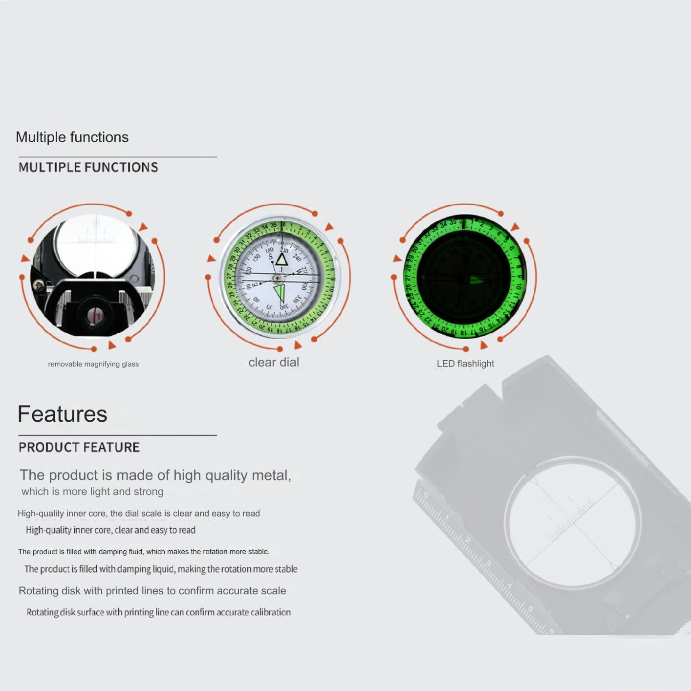 2 Pack,Black,Camping Survival Compass Glow in The Dark Military Compass Survival Gearfor for Hiking, Camping,Backpacking, Outdoor Activities，K4074