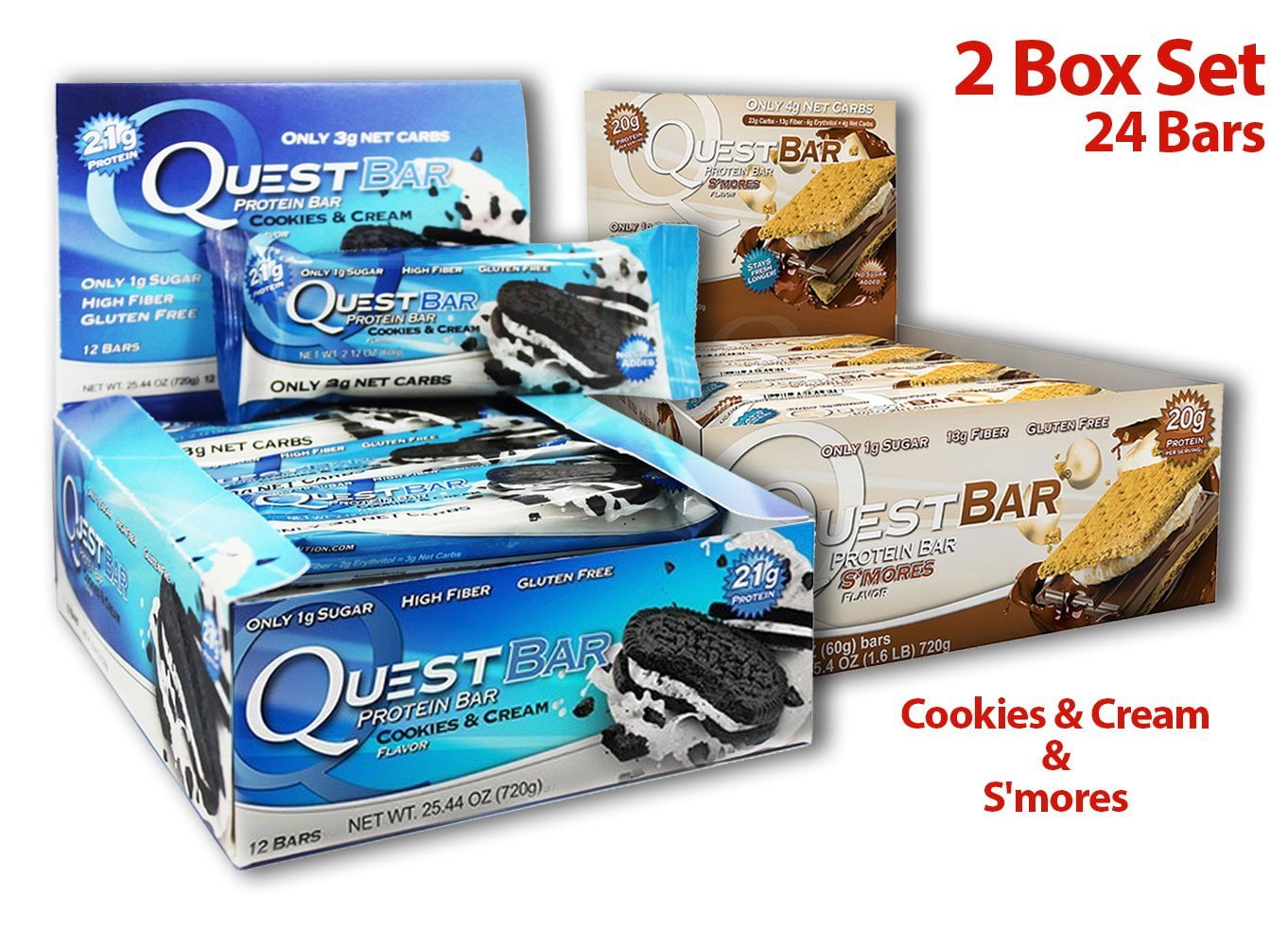 Quest Bar Variety Pack 2 Flavors ( Pack of 24 )
