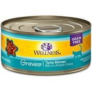 Angle View: Wellness Natural Pet Food Complete Health Gravies Grain Free Canned Cat Food, Tuna Dinner, 5.5 Ounces (Pack of 12)