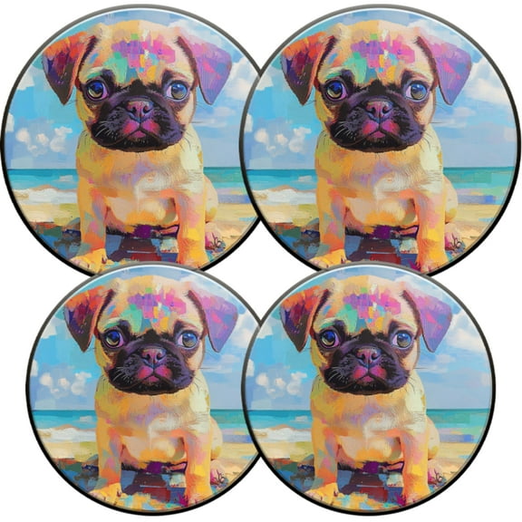 Electric Stove Burner Covers,4 Pcs Round Gas Burner Cover,8 and 10 Inch,Color - Blocked Pug Puppy