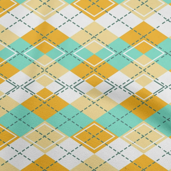 oneOone Polyester Spandex Dusty Teal Green Fabric Check Sewing Material Print Fabric By The Yard 56 Inch Wide