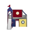 thumbnail image 4 of JACKPOT! Castle Low Loft Bed with Slide, Red Yellow and Blue Tent and Tower, Twin, Gray, 4 of 6