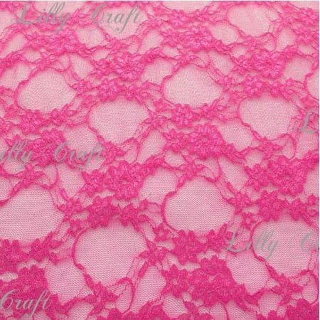 Neon Fuchsia Giselle STRETCH Lace 58 Inch Fabric 5 Yard Bold