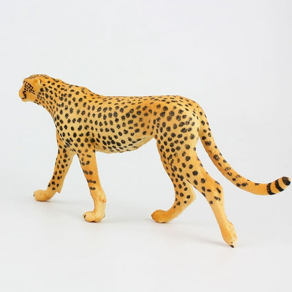 WEUVEB Wild Animal Cheetah Sculpture Yellow Plastic Figurine Party Decoration Home Decor 1 Piece
