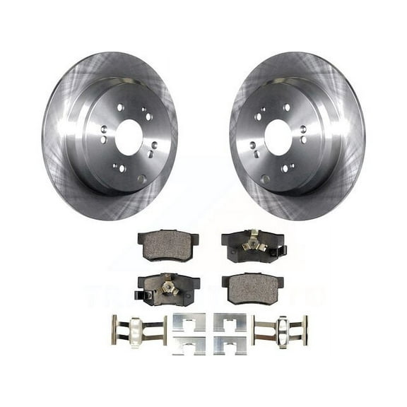 Rear Ceramic Brake Pad and Coated Rotor Kit - Compatible with 2005 - 2016 Honda CR-V 2006 2007 2008 2009 2010 2011 2012 2013 2014 2015