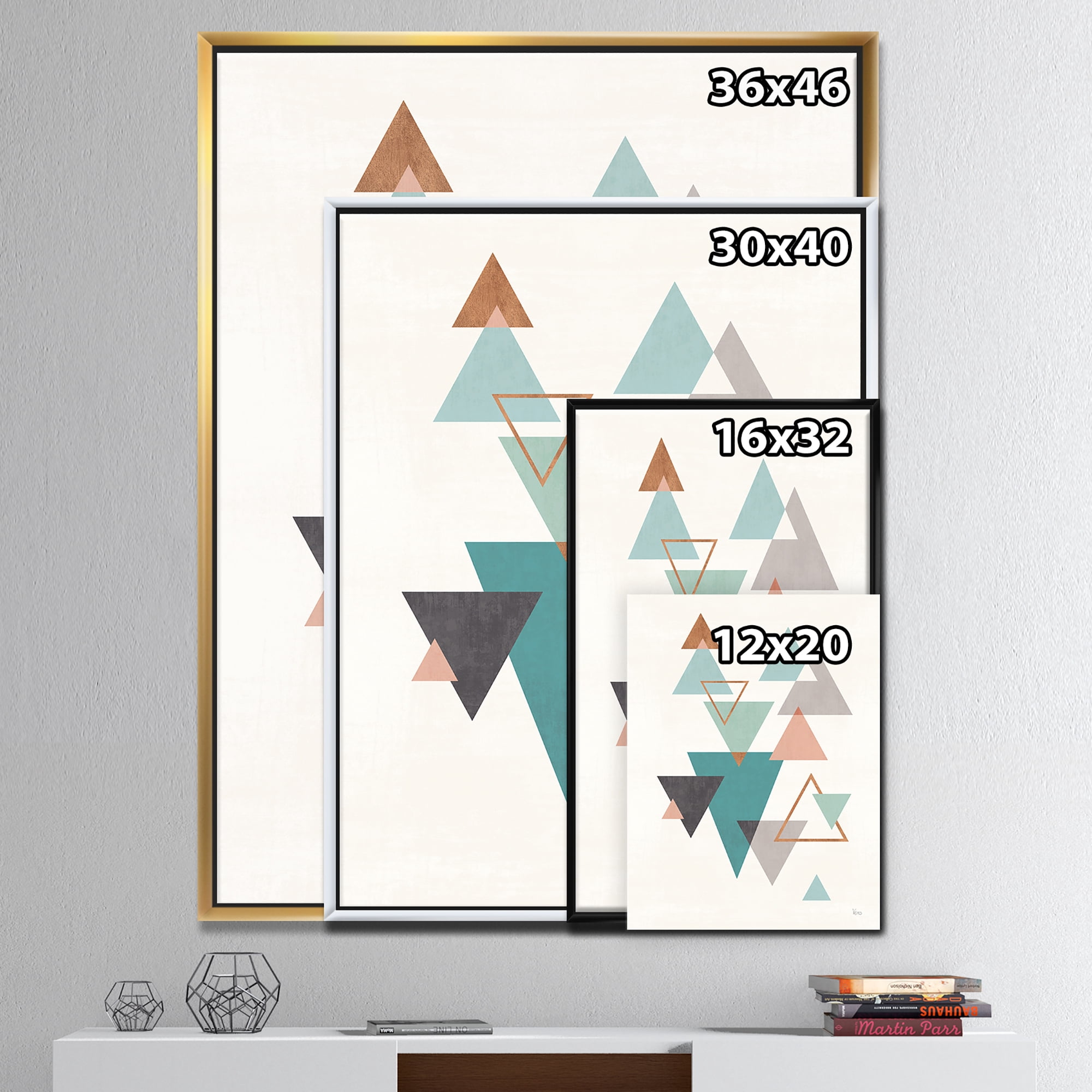 Designart ' Geometric hexagons Pattern V ' Transitional Framed Canvas