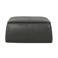 thumbnail image 2 of Modern Square Dark Grey Leather Ottoman, 2 of 7