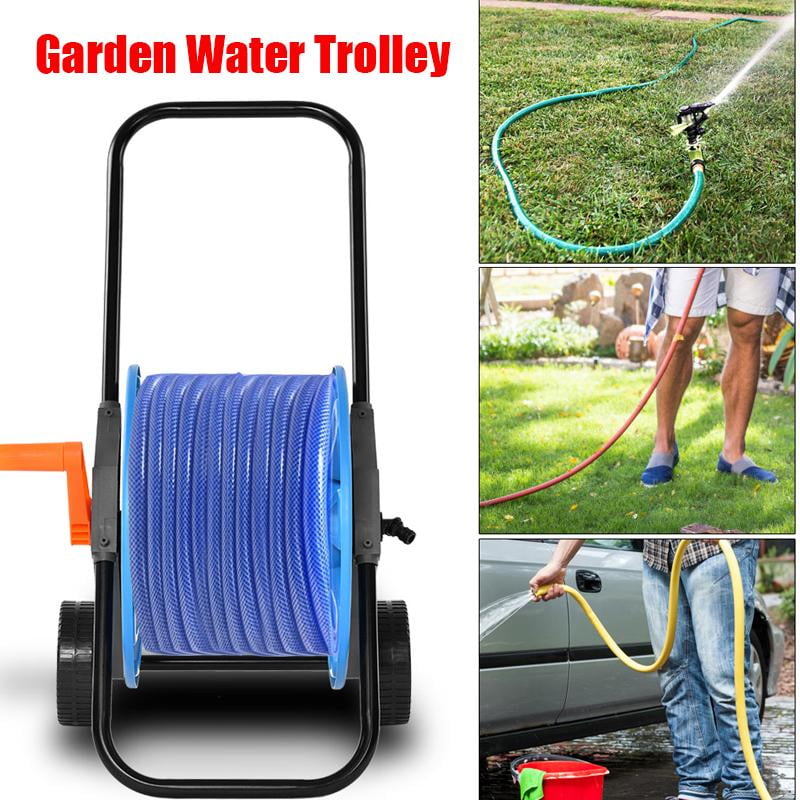 New 60m Hose Pipe Reel Holder Trolley Cart Garden Water Portable Free Standing