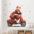 thumbnail image 1 of Adhesivos de pared con dibujos animados navideños de Papá Noel montando un scooter, 1 of 4