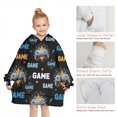 thumbnail image 6 of Colorful Controllers Games Flames Black Pattern Blanket Hoodies for Kids 6-13YR Oversize Wearable Blanket Hoodies for Boys Girls Teens, 6 of 7