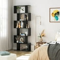 thumbnail image 6 of Homfa Geometric Bookcase Wooden Wood S Shape Storage Display Unit Bookcase Bookshelf 6-tier Storage, 75" H x 27.6" W, Black, 6 of 10