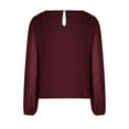 thumbnail image 3 of XuJwPNcy Women's Long Sleeve Blouse Tops Round Neck Fashion Solid Casual Loose Shirts Work Office Blouse Top, 3 of 4