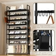 thumbnail image 3 of 10 Tier Tall Shoe Rack with 5 Hooks and Pocket, Sturdy Shoes Storage Organizer for Closet, Large Capacity Space Saving Shelf for Garage, 3 of 8