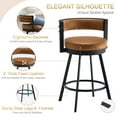 thumbnail image 6 of Zesthouse 26.6″ Swivel Bar Stools Set of 2, Faux Leather Upholstered Counter Height Chairs with Barrel Back & Matte Black Metal Legs, Modern Barstools for Kitchen Island, Brown, 6 of 11