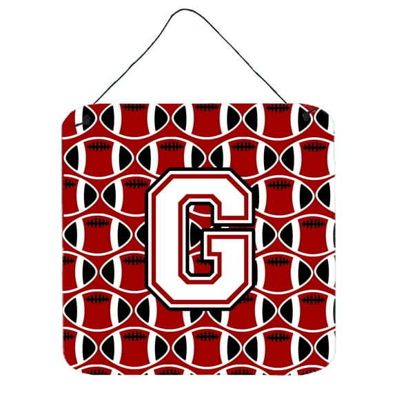 Letter G Football Cardinal and White Wall or Door Hanging Prints