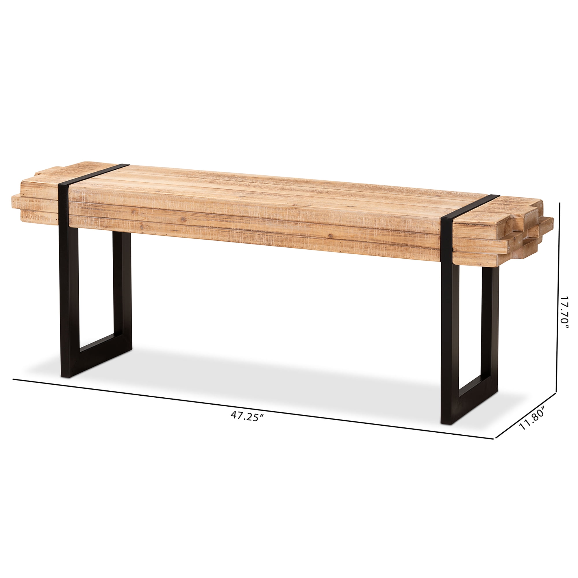 Baxton Studio Medium Density Fiberboard Bench with Rustic and Industrial Design, Natural Brown