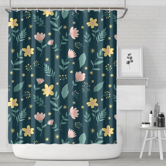 Pioneer Flower Floral Print Pattern Shower Curtain 84"x72", Bathroom Decorative Shower Curtain Set with 12 Hooks, Waterproof Washable