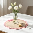 thumbnail image 4 of Linnome Flower Shaped Embroidered Linen Placemats, Bow Decor Heat Resistant Table Mats, Washable Stitched Insulation Plate Mats for Dining Table, Coffee Table Decor, 4 of 6