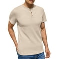 thumbnail image 4 of GIRUNS Men's Short Sleeve Waffle Henley T-Shirt Summer Casual Tee For Men, 4 of 6