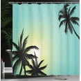 thumbnail image 4 of Ambesonne Modern Shower Curtain, Hawaiian Miami Beach Sun, 69"Wx75"L, Seafoam Black, 4 of 5