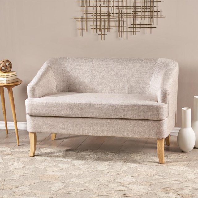High-Density Foam & 100% Polyester Loveseat Featuring Beautiful Flared Legs and Clean Lines for a Mid-Century Modern Look
