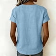 thumbnail image 6 of ClodeEU Women's Linen Blend V Neck Short Sleeve Top with Lace Trim ,Solid Color Casual Blouse Blue,Womens Plus XXXL, 6 of 7