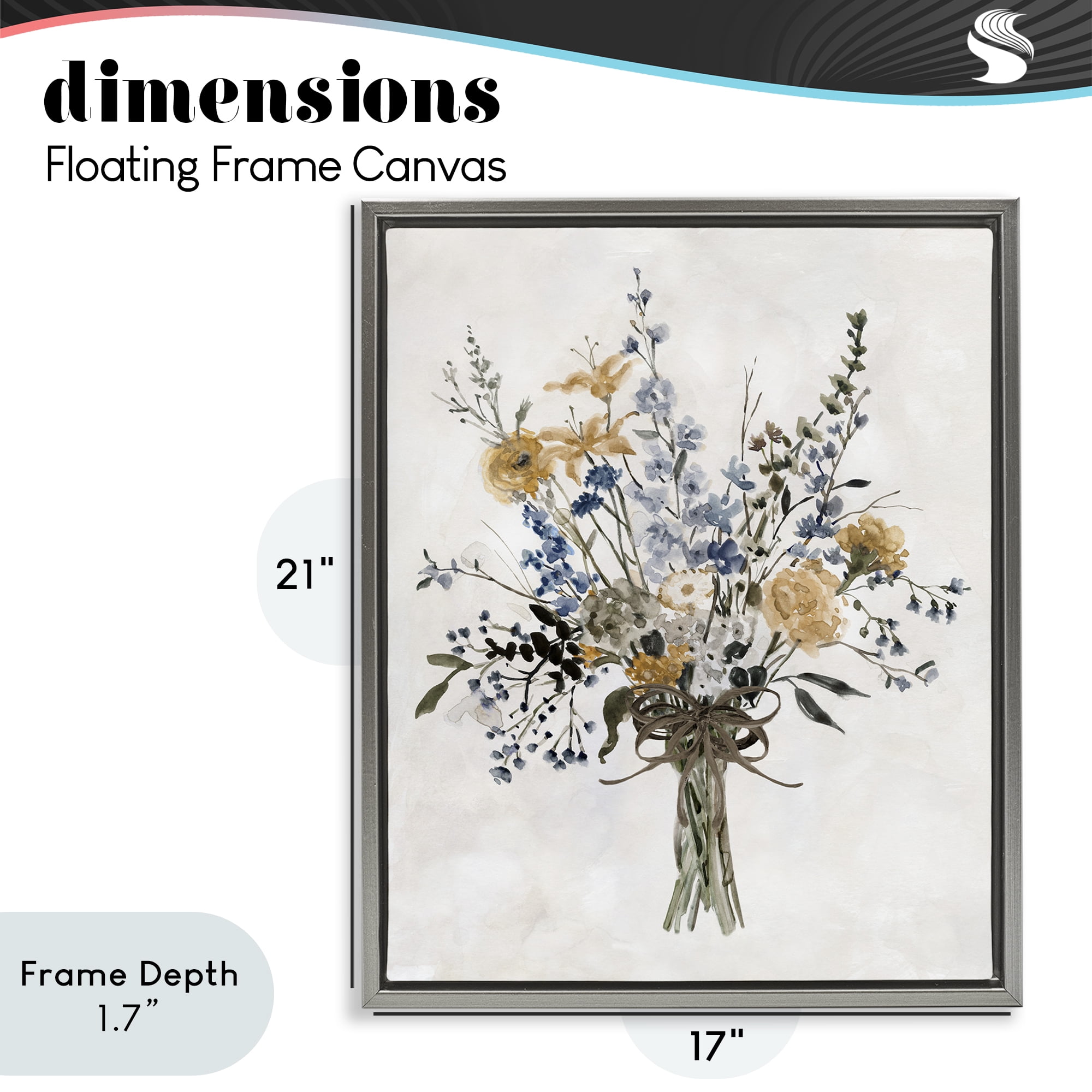 Stupell Industries Delicate Botanicals Bushel Gray Framed Floater Canvas Wall Art, design by Carol Robinson