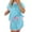 Sky Blue, variant on Women's 2 Piece Set, Drop Shoulder T-Shirt and Skort with Built-in Shorts, Color Block Casual Outfit, Athletic Skort Set for Summer Loungewear, Beach Vacation, Travel and Daily Wear-Black