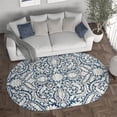 thumbnail image 6 of Madison Traditional 5' x 7' Oval Dark Blue Polypropylene Indoor Area Rug, 6 of 7