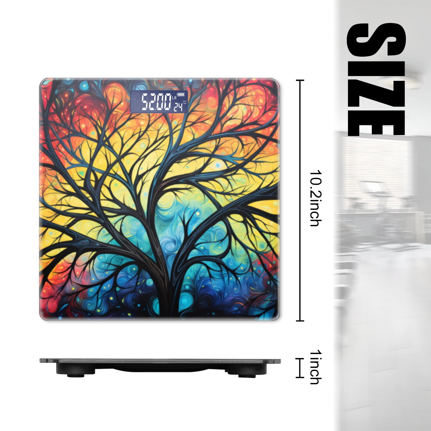 Digital Bathroom Scale with Large LCD Display,High Capacity Scale 400 lbs High Precision body fat scale-Vibrant Tree Of Life With Branches That Intertwine