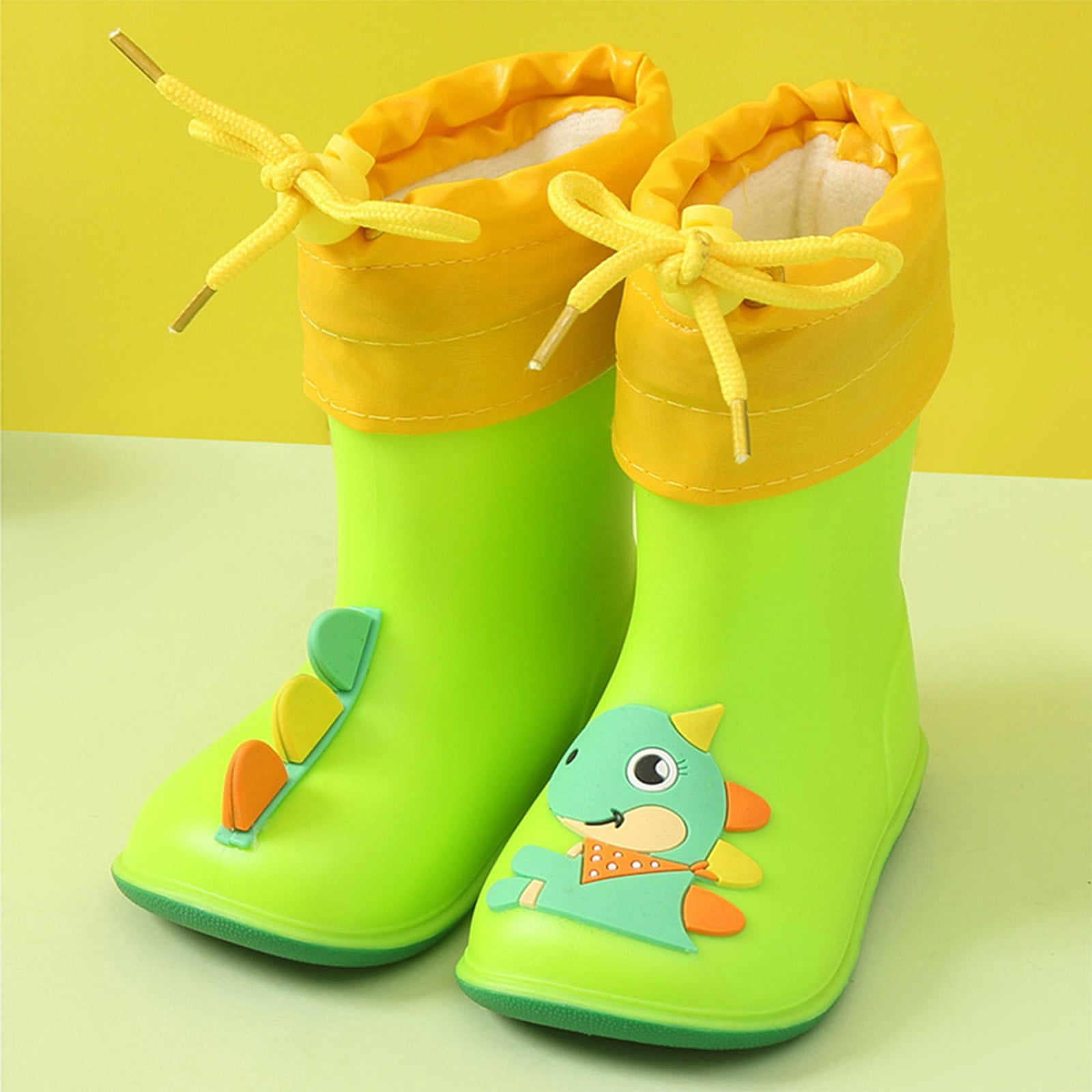 Landzoo Rain Boots Baby Colorful Cartoon Animal Waterproof Plush Children Water Shoes EVA Soft Outdoor Kids Rain Boots Lightweight Cute Children's Rain Boots