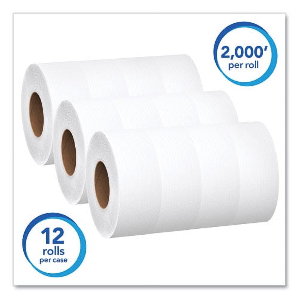 Essential JRT Jumbo Roll Bathroom Tissue, Septic Safe, 1-Ply, White, 3.55" x 2,000 ft, 12 Rolls/Carton | Bundle of 5 Cartons