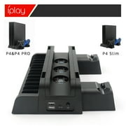 All-in-One PS4/Slim/Pro Cooling Stand - Game Disc Storage Rack + Dual Controller Charging Station, Universal Compatibility, Space-Saving Design | PS4 Accessories