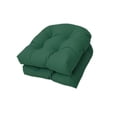 thumbnail image 3 of Cojines de asiento de patio de mimbre para interior y exterior, cojines de asiento con mechones, cojines para muebles de patio, juego de 2 para patio, Verde oscuro, 3 of 8