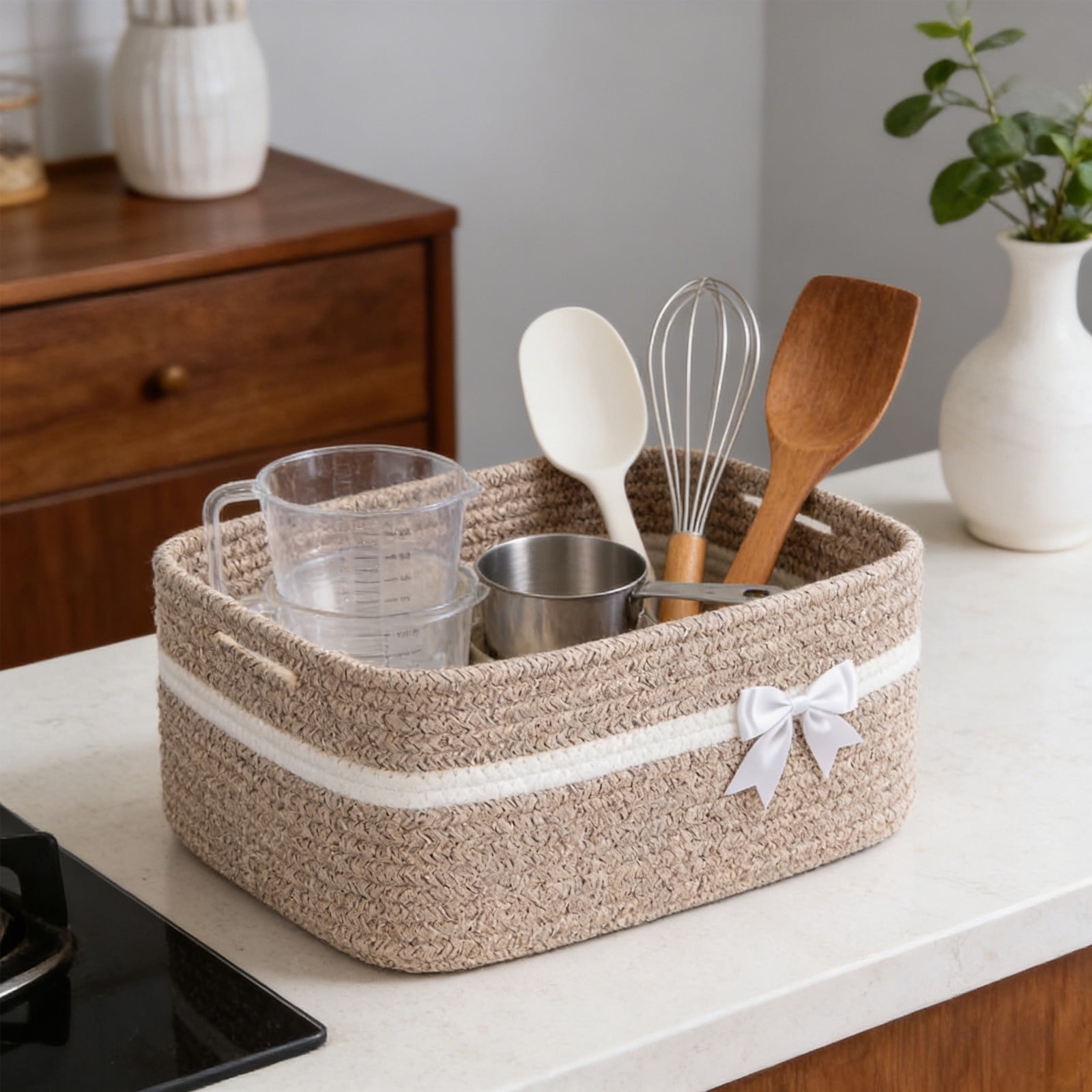 Dpityserensio Holiday Gift Storage Basket With Packaging Woven Storage Bin Valentine's Day