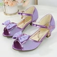 thumbnail image 2 of Zshosam Girls Heels Girls Sandals Low Heels Dress Pump Ankle Strap Open Toe Party Shoes Toddler Little Kids Big Kids Size 13,(Purple Little Kids 13), 2 of 5