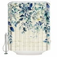 thumbnail image 2 of Blue Teal Eucalyptus Leaves Waterproof Fabric Shower Curtain, Watercolor Vintage Botanical Shower Curtain for Bathroom Curtains Bathtubs Hotel Washable Shower Curtains with 12 Hooks Stall 48x72in, 2 of 6