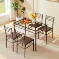 thumbnail image 3 of VECELO 5-Piece Dining Table Set, Kitchen Dining Room Table and 4 Chairs, Glass Table Top with Metal Frame, Space Saving, Brown, 3 of 7