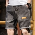 thumbnail image 4 of Pantalones vaqueros cortos para hombre, anchos, holgados, con bolsillos, estilo cargo, estilo harén, estilo Y2k, moda urbana, finos, talla XL, 4 of 5