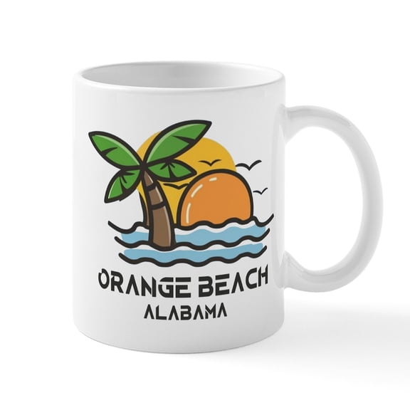 CafePress - Alabama Orange Beach Mugs - 11 oz Ceramic Mug - Novelty Coffee Tea Cup