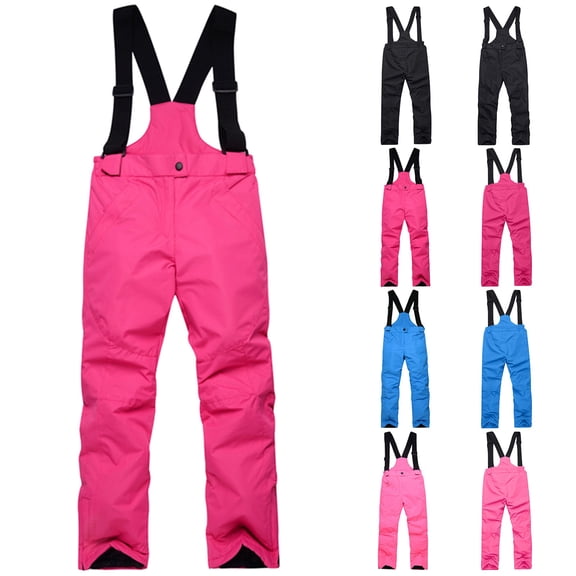 dgysar Kids Snow Bib - Insulated Waterproof Bib Snow Pants with Secure Zip Cuff - Winter Pants For Girls and Boys Pink 2XL