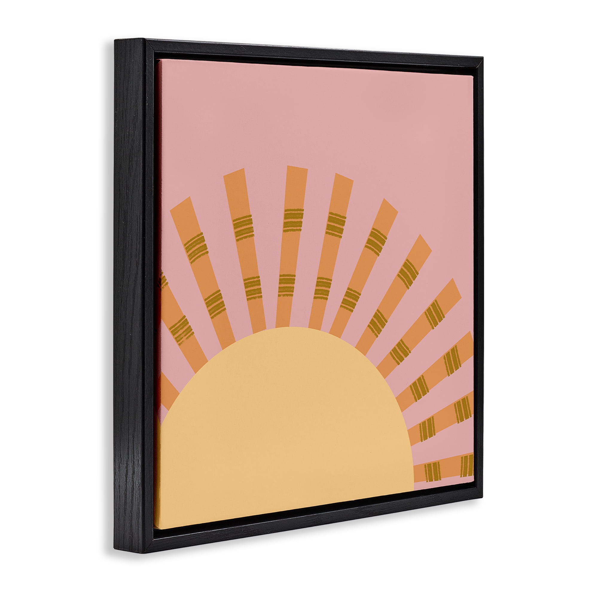 Stupell Industries Minimal Sun Rays Landscape & Nature Painting Black Floater Framed Canvas Art Print Wall Art, 18 x 18