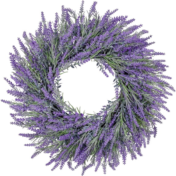 22 Inch Summer Spring Wreaths for Front Door Romance Lavender Wreath, Elegant Artificial Front Door Wreath for  Season Spring Decorations for  Wall Entryway Farmhouse Porch Room Decor