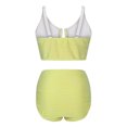 thumbnail image 5 of Arnsht 2 Piece Bikini Set V Neck Cutout Swimsuit High Waisted Textured Ruched 2025 Summer Beach Swim Bathing Suits Yellow XXL, 5 of 7
