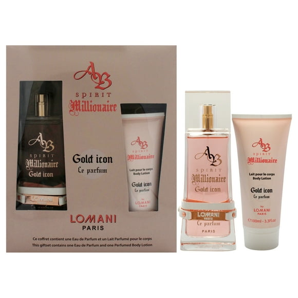 AB Spirit Millionaire Le Parfum Gold Icon Lomani Set de regalo 2 piezas EDP 3.3 oz loción corporal 3.3 oz