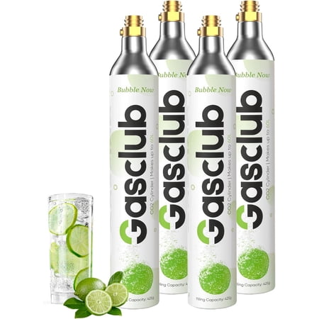 60L CO2 Cylinder Compatible with All 'Screw-In' Soda Makers For SodaStream (Excluding Enso, E-TERRA, Art, Terra, Gaia, and Aqua Fizz), Philips, Aarke, etc.Makes Up to 60L, 4-Pack