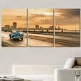 thumbnail image 2 of wall26 - 3 Piece Canvas Wall Art - The Sun Setting Over The City of Havana with a View of The Malecon Avenue - Modern Home Art Stretched and Framed Ready to Hang - 24"x36"x3 Panels, 2 of 5