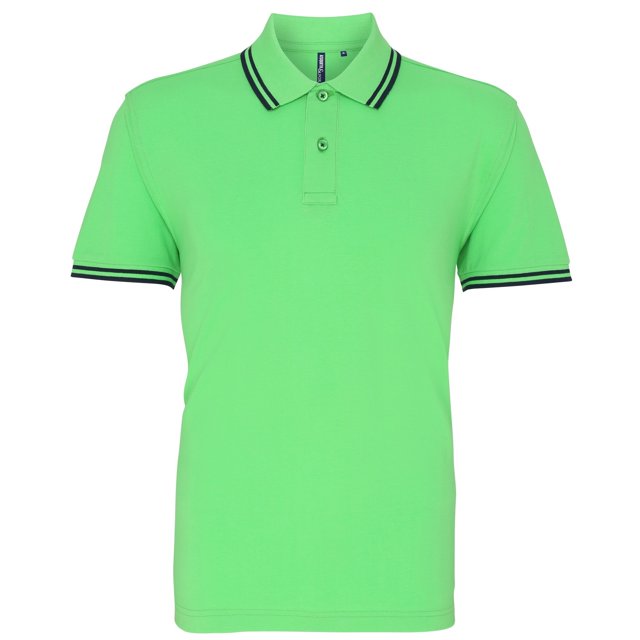 Asquith & Fox - Polo de manga corta ajuste clasico Modelo Tipped hombre caballero (Lima/Marino)